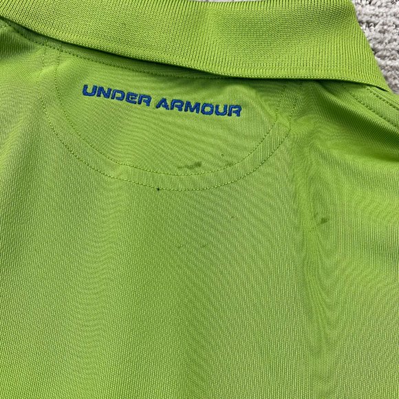 Under ARMOUR Golf Shirt Men Medium M Green Embroidered Logo - STAINS - READ - Picture 14 of 14